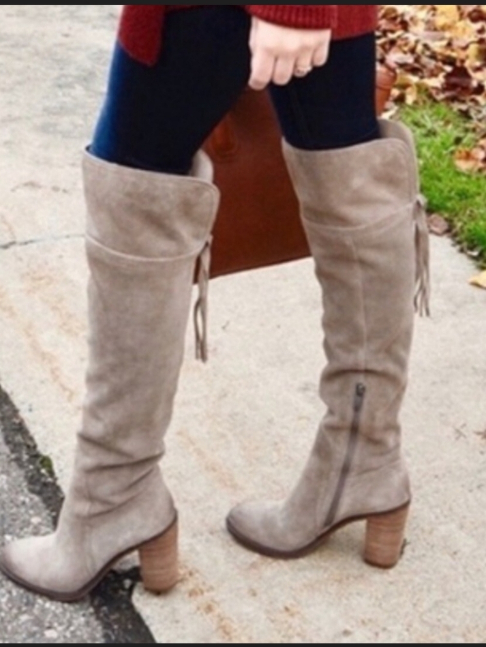 Franco Sarto Women’s Taupe Over-the-Knee Suede Leather Boots_10